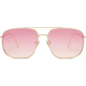 imageSOJOS Trendy Square Aviator Sunglasses for Women Men Gold Frame Light Tint Gradient Shades SJ1176GoldGradient Pink