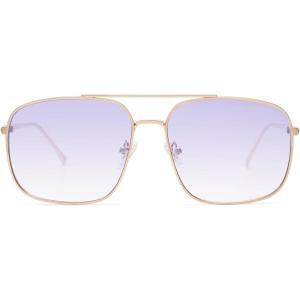 imageSOJOS Trendy Square Aviator Sunglasses for Women Men Gold Frame Light Tint Gradient Shades SJ1176GoldGradient Purple