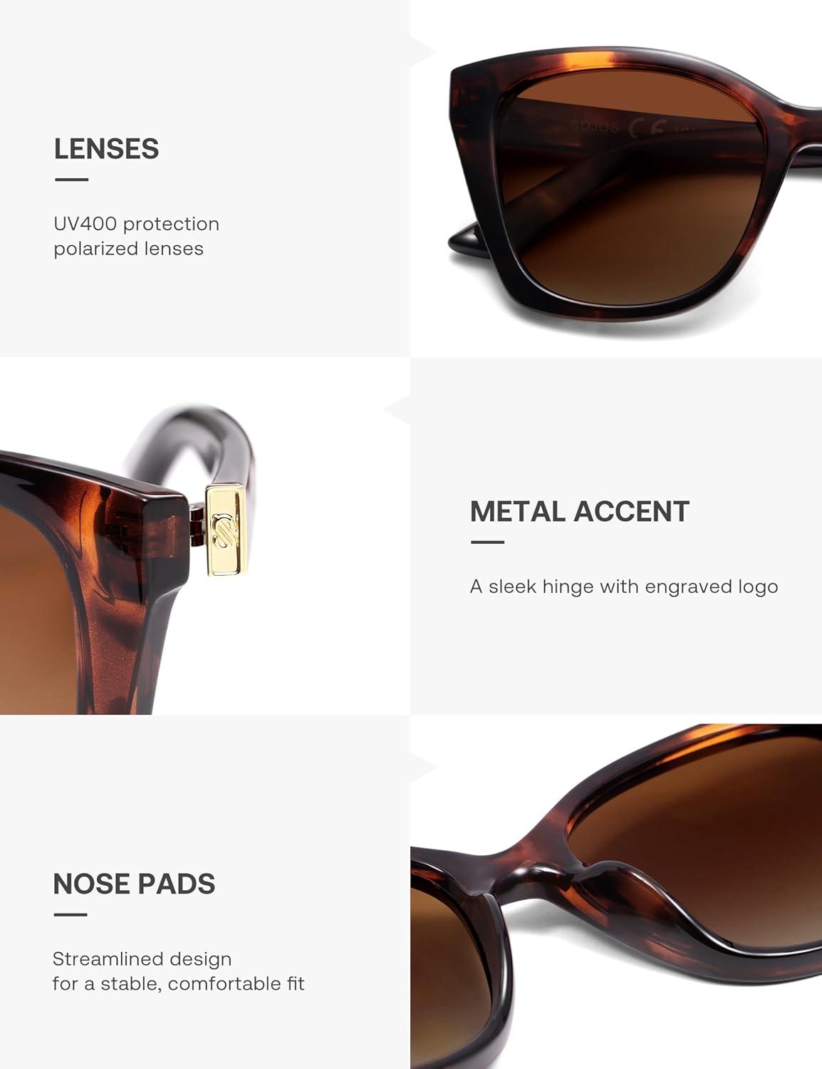 imageSOJOS Vintage Oversized Cateye Sunglasses Womens UV400 Large Designer Shades Lentes De Sol Para Mujer SJ2634Yellow TortoiseBrown Lens