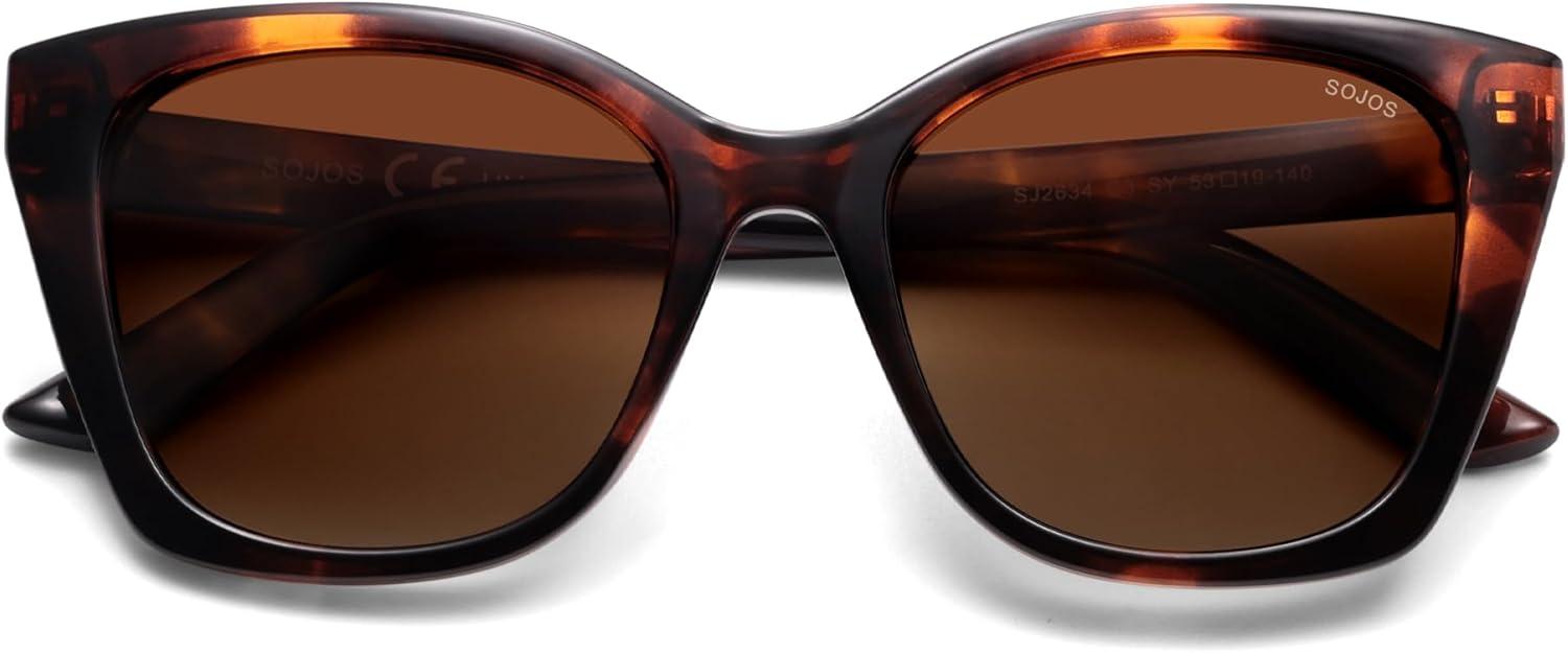 imageSOJOS Vintage Oversized Cateye Sunglasses Womens UV400 Large Designer Shades Lentes De Sol Para Mujer SJ2634Yellow TortoiseBrown Lens