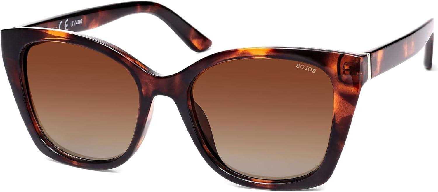 imageSOJOS Vintage Oversized Cateye Sunglasses Womens UV400 Large Designer Shades Lentes De Sol Para Mujer SJ2634Yellow TortoiseBrown Lens