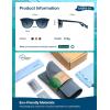 imageSOJOS Ocean Collection Retro Polarized Large Rectangular Sunglasses Women Men Recycled Plastic Ecofriendly Shades BaleenDark BlueBlue