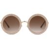 imageSOJOS Shining Oversized Round Rhinestone Sunglasses Festival Gem Sunnies SJ1095C02 Gold FrameGradient Brown Lens With Crystal Diamonds