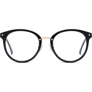 imageSOJOS Retro Round TR90 Blue Light Reading Glasses Womens Mens Readers Computer Glasses Eyewear Frame SJ9001 Black Frame 000 x