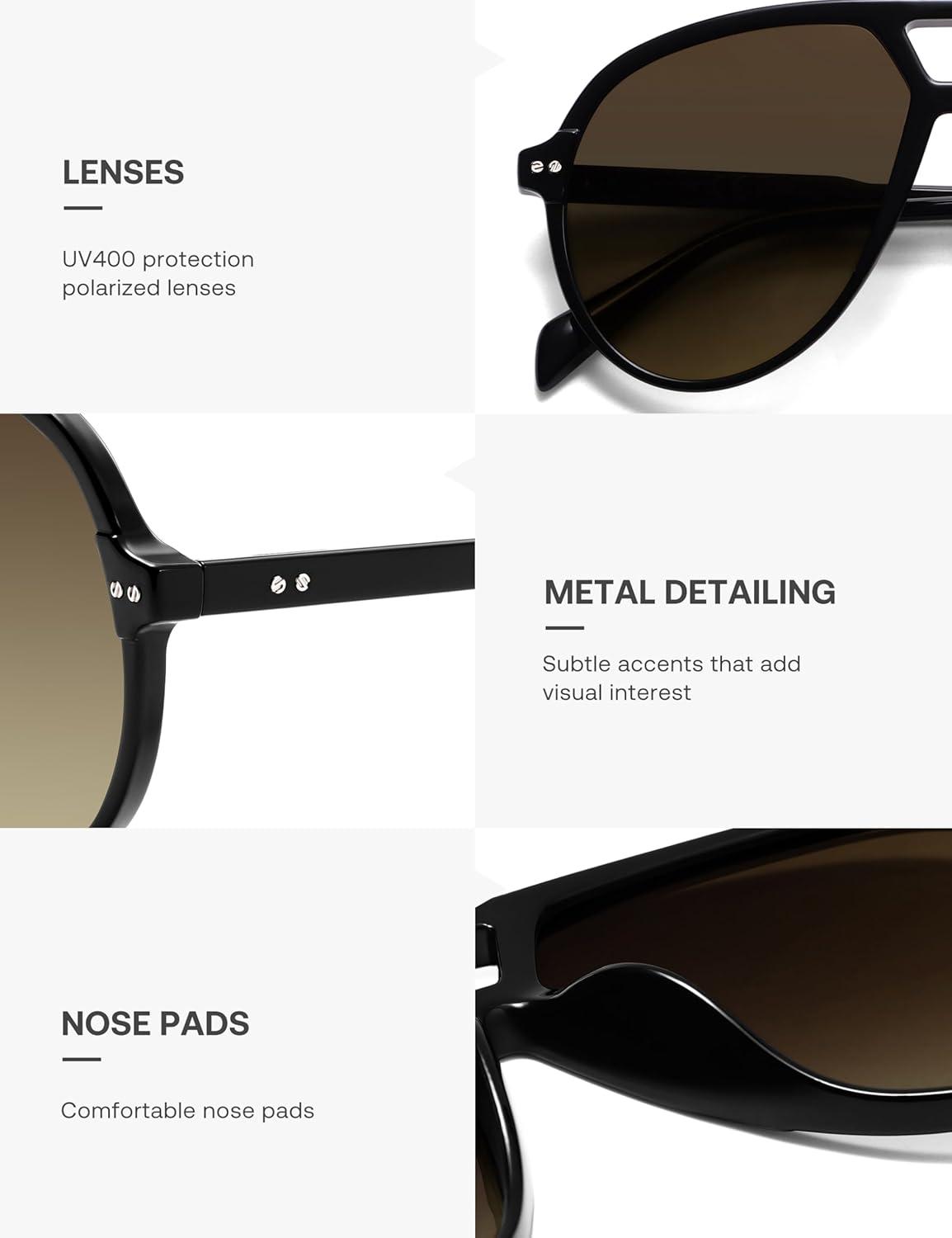 imageSOJOS Oversized Retro Aviator Sunglasses for Women Men Tangle Free Classic Vintage 70s Shades SJ2665BlackGrey