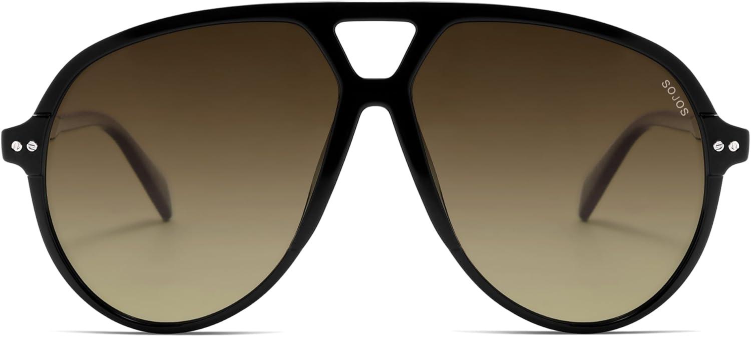 imageSOJOS Oversized Retro Aviator Sunglasses for Women Men Tangle Free Classic Vintage 70s Shades SJ2665BlackGrey