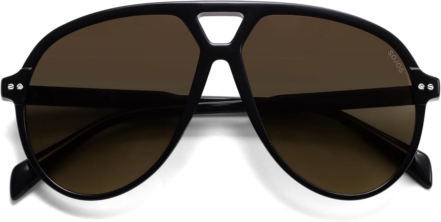 imageSOJOS Oversized Retro Aviator Sunglasses for Women Men Tangle Free Classic Vintage 70s Shades SJ2665BlackGrey