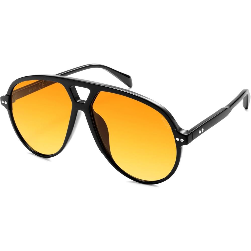 imageSOJOS Oversized Retro Aviator Sunglasses for Women Men Tangle Free Classic Vintage 70s Shades SJ2665BlackYellow