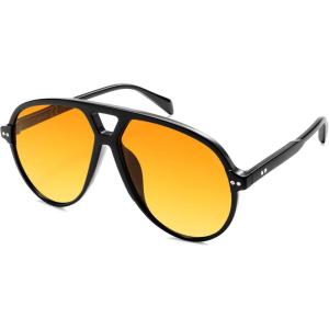 imageSOJOS Oversized Retro Aviator Sunglasses for Women Men Tangle Free Classic Vintage 70s Shades SJ2665BlackYellow