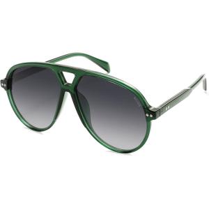 imageSOJOS Oversized Retro Aviator Sunglasses for Women Men Tangle Free Classic Vintage 70s Shades SJ2665Transparent GreenGrey Grading Lens