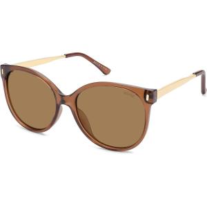 imageSOJOS Round Polarized Sunglasses for Women Men Oversized Trendy UV Protection ShadesBrown