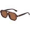 imageSOJOS Retro Polarized Square Aviator Sunglasses for Women Men Vintage 70s UV400 Protection Shade SJ2609Tortoise Brown Lens