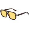 imageSOJOS Retro Polarized Square Aviator Sunglasses for Women Men Vintage 70s UV400 Protection Shade SJ2609Tortoise Yellow Lens