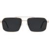 imageSOJOS Retro Polarized Square Sunglasses for Women Men Vintage Large Double Bridge UV Protection Metal Sun Glasses SJ1246GoldGrey