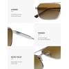 imageSOJOS Retro Polarized Square Sunglasses for Women Men Vintage Large Double Bridge UV Protection Metal Sun Glasses SJ1246Light GunmetalYellow Grading