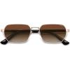 imageSOJOS Retro Rectangle Polarized 90s Sunglasses for Women MenTrendy Narrow Hexagon Square Shades SJ1270Gold Frame Brown Grading Lens