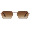 imageSOJOS Retro Rectangle Polarized 90s Sunglasses for Women MenTrendy Narrow Hexagon Square Shades SJ1270Gold Frame Brown Grading Lens