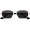 imageSOJOS Retro Rectangle Polarized 90s Sunglasses for Women MenTrendy Narrow Hexagon Square Shades SJ1270Gold Frame Grey Lens