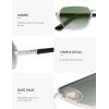 imageSOJOS Retro Rectangle Polarized 90s Sunglasses for Women MenTrendy Narrow Hexagon Square Shades SJ1270Silver Frame Green Grading Lens