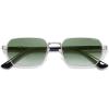 imageSOJOS Retro Rectangle Polarized 90s Sunglasses for Women MenTrendy Narrow Hexagon Square Shades SJ1270Silver Frame Green Grading Lens