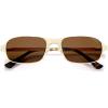 imageSOJOS Retro Rectangle Polarized Sunglasses for Men Women 70s 80s Vintage Small Square Sunnies SJ1267Brushed GoldBrown