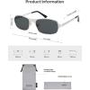 imageSOJOS Retro Rectangle Polarized Sunglasses for Men Women 70s 80s Vintage Small Square Sunnies SJ1267Brushed SilverGrey