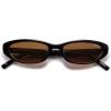 imageSOJOS Retro Trendy Rectangle Polarized Sunglasses Womens Mens 80s 90s Small Narrow Thin Cat Eye Sunnies SJ2664BlackBrown