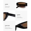 imageSOJOS Retro Trendy Rectangle Polarized Sunglasses Womens Mens 80s 90s Small Narrow Thin Cat Eye Sunnies SJ2664BlackBrown