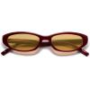 imageSOJOS Retro Trendy Rectangle Polarized Sunglasses Womens Mens 80s 90s Small Narrow Thin Cat Eye Sunnies SJ2664Dark RedYellow Tint