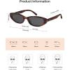 imageSOJOS Retro Trendy Rectangle Polarized Sunglasses Womens Mens 80s 90s Small Narrow Thin Cat Eye Sunnies SJ2664Dark TortoiseGrey
