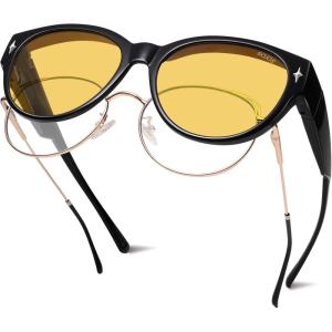 imageSOJOS Polarized Fit Over Glasses Sunglasses for Women Men SJ2658BlackNight Vision