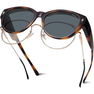 imageSOJOS Polarized Fit Over Glasses Sunglasses for Women Men SJ2658TortoiseGrey