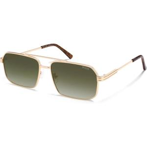 imageSOJOS Retro Polarized Square Sunglasses for Women Men Vintage Large Double Bridge UV Protection Metal Sun Glasses SJ1246GoldGreyishgreen Grading