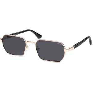 imageSOJOS Retro Rectangle Polarized 90s Sunglasses for Women MenTrendy Narrow Hexagon Square Shades SJ1270Gold Frame Grey Lens