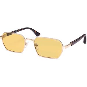 imageSOJOS Retro Rectangle Polarized 90s Sunglasses for Women MenTrendy Narrow Hexagon Square Shades SJ1270Gold Frame Yellow Lens