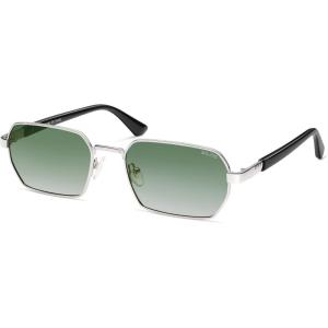 imageSOJOS Retro Rectangle Polarized 90s Sunglasses for Women MenTrendy Narrow Hexagon Square Shades SJ1270Silver Frame Green Grading Lens