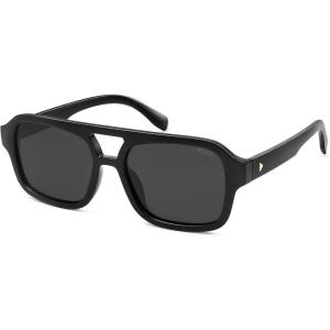 imageSOJOS Retro Aviator Sunglasses for Womens Mens Polarized Trendy Square Designer Inspired Shades 80s 90s Sun Glasses SJ2342Black