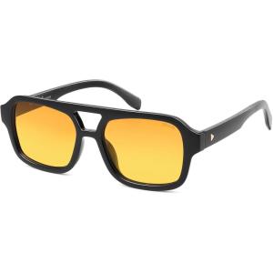 imageSOJOS Retro Aviator Sunglasses for Womens Mens Polarized Trendy Square Designer Inspired Shades 80s 90s Sun Glasses SJ2342Orange