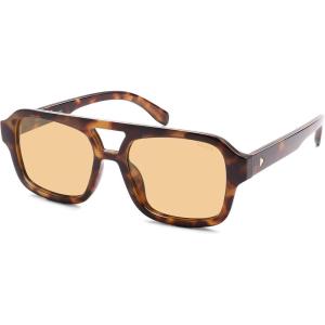 imageSOJOS Retro Aviator Sunglasses for Womens Mens Polarized Trendy Square Designer Inspired Shades 80s 90s Sun Glasses SJ2342Tortoise Brown