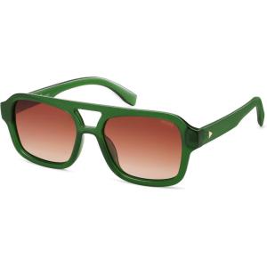 imageSOJOS Retro Aviator Sunglasses for Womens Mens Polarized Trendy Square Designer Inspired Shades 80s 90s Sun Glasses SJ2342Transparent Green