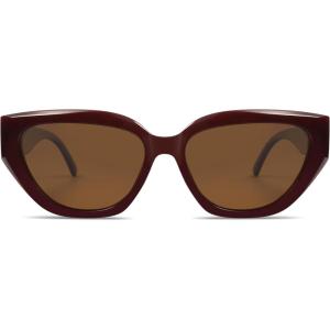 imageSOJOS Trendy Cute Cat Eye Polarized Sunglasses for Women Fashion Cateye Womens Sunnies SJ2237Burgundy With Gift Box