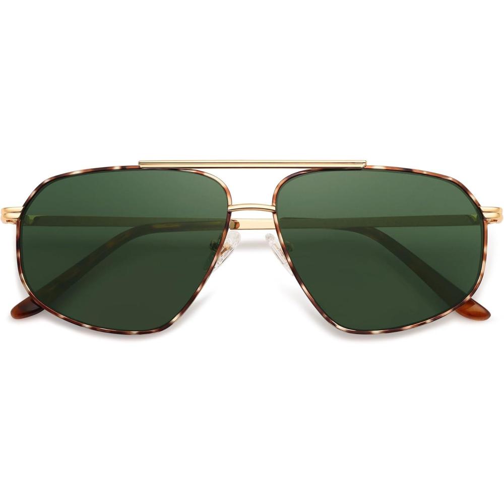 image:imageSOJOS Retro Hexagon Aviator Sunglasses for Women Men Trendy Vintage UV400 Protection Shades SJ1200TortoiseGreen