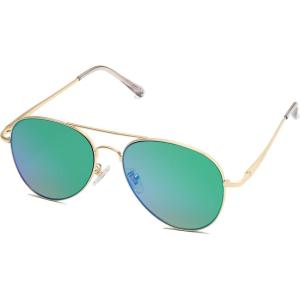 image:imageSOJOS Classic Aviator Sunglasses for Women Men Metal Frame Spring Hinges SJ1030GoldGreenish Blue