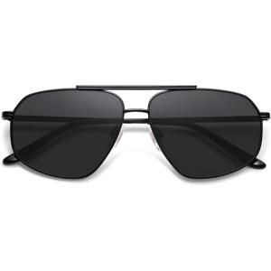 image:imageSOJOS Retro Hexagon Aviator Sunglasses for Women Men Trendy Vintage UV400 Protection Shades SJ1200BlackGrey