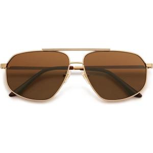 image:imageSOJOS Retro Hexagon Aviator Sunglasses for Women Men Trendy Vintage UV400 Protection Shades SJ1200GoldBrown