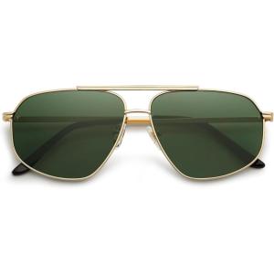 image:imageSOJOS Retro Hexagon Aviator Sunglasses for Women Men Trendy Vintage UV400 Protection Shades SJ1200GoldGreen