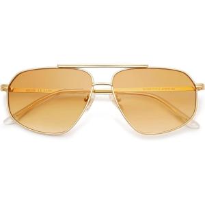 image:imageSOJOS Retro Hexagon Aviator Sunglasses for Women Men Trendy Vintage UV400 Protection Shades SJ1200GoldLight Yellow