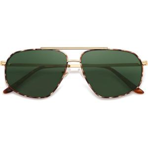 image:imageSOJOS Retro Hexagon Aviator Sunglasses for Women Men Trendy Vintage UV400 Protection Shades SJ1200TortoiseGreen