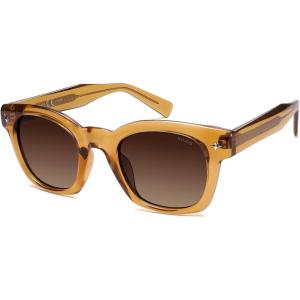 image:imageSOJOS Retro Polarized Square Sunglasses for Men Women Sun Glasses Pantos Shades UV400 TR90 Frame SJ2651Crystal BrownBrown