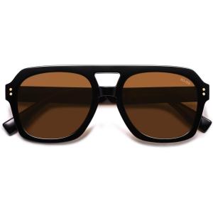 image:imageSOJOS Retro Thick Polarized Aviator Sunglasses for Women Men Large Trendy Bold Square Pilot Shades SJ2385BlackBrown